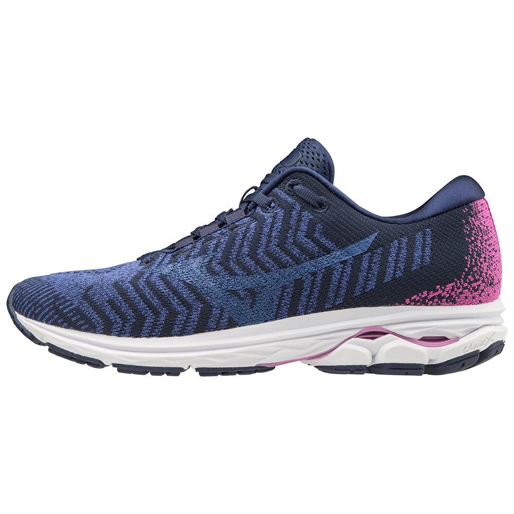 Women's Mizuno Running Shoes Blue/Rose WAVE RIDER WAVEKNIT3 Shoes - J1GD192930